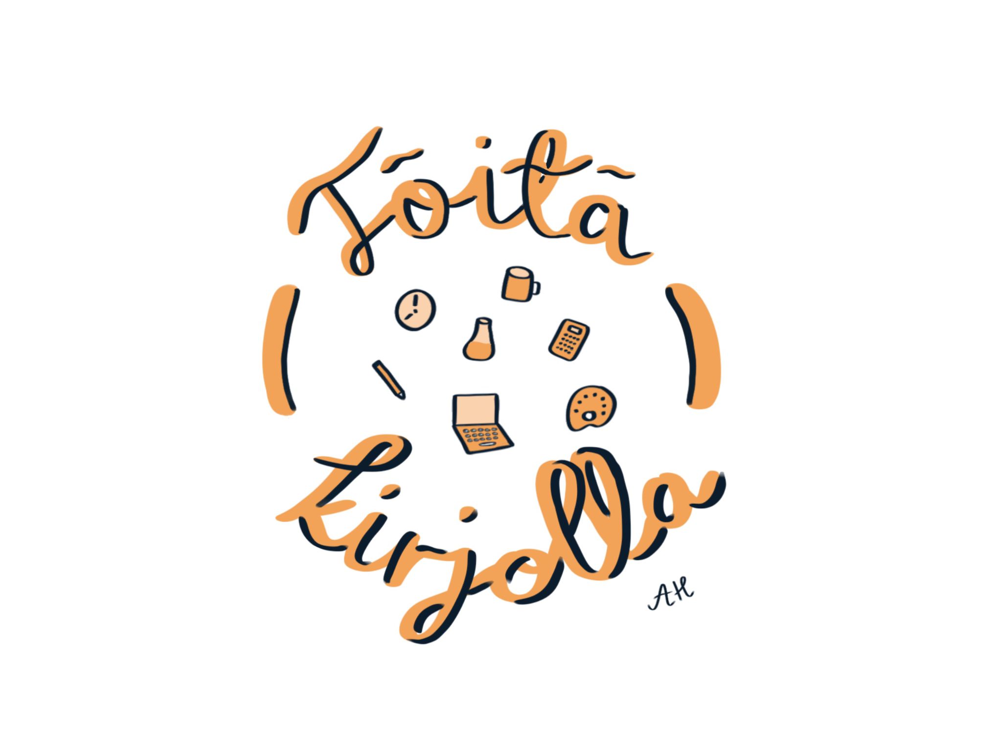 Töitä kirjolla logo jonka tehnyt Anni